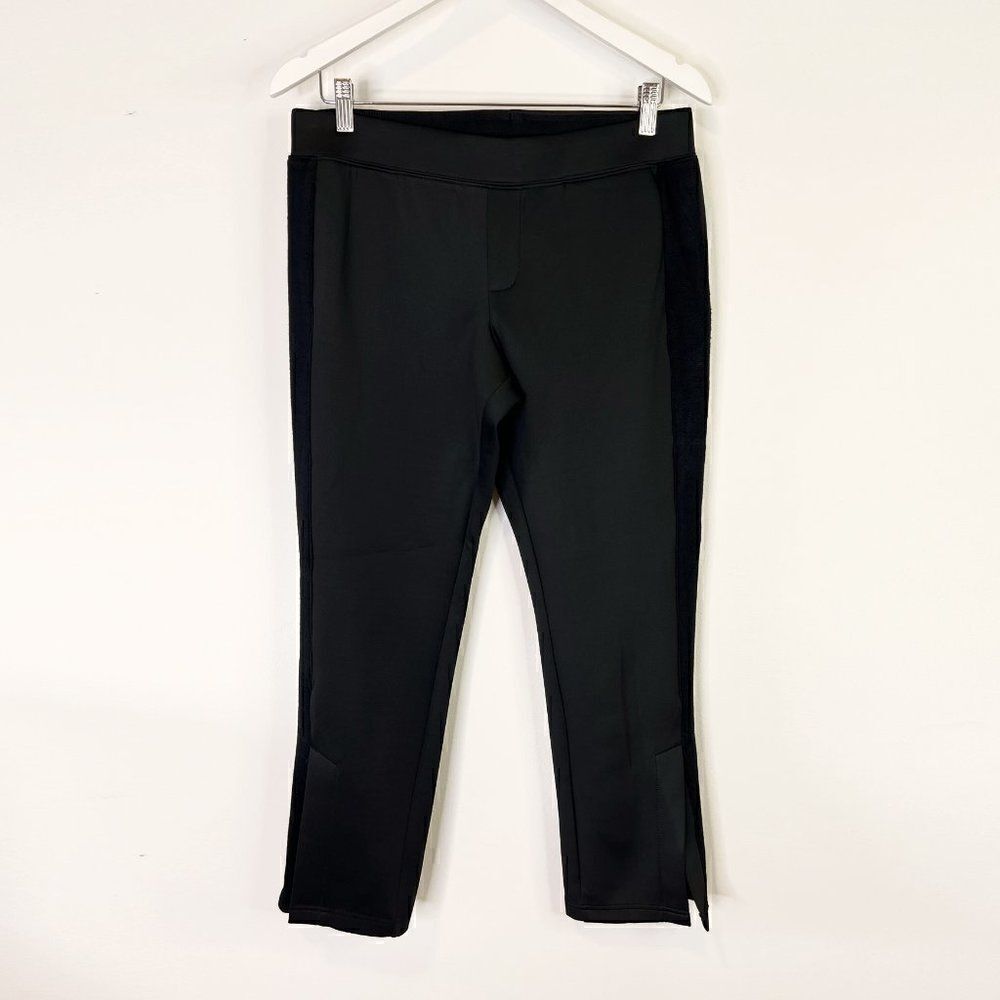 Pam and Gela Black Neoprene Pants with Knit Side Panel